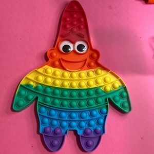 Patrick star rainbow pop it with googly eyes l-10” W-11”